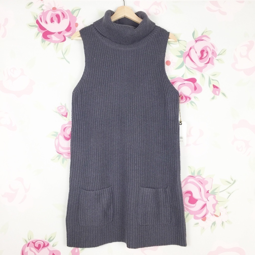 Leith Chunky Turtleneck Sweater Knit Mini Dress M